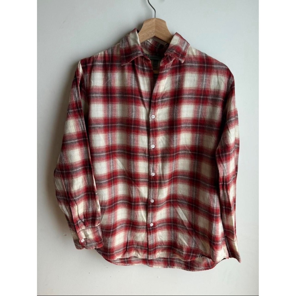 American Colors Red Plaid Flannel Shirt XS Button Down 100% Cotton